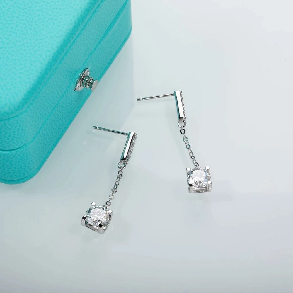 Certified 2ct. t.w. Moissanite Diamond Drop Earrings NEW A - Picture 4 of 14